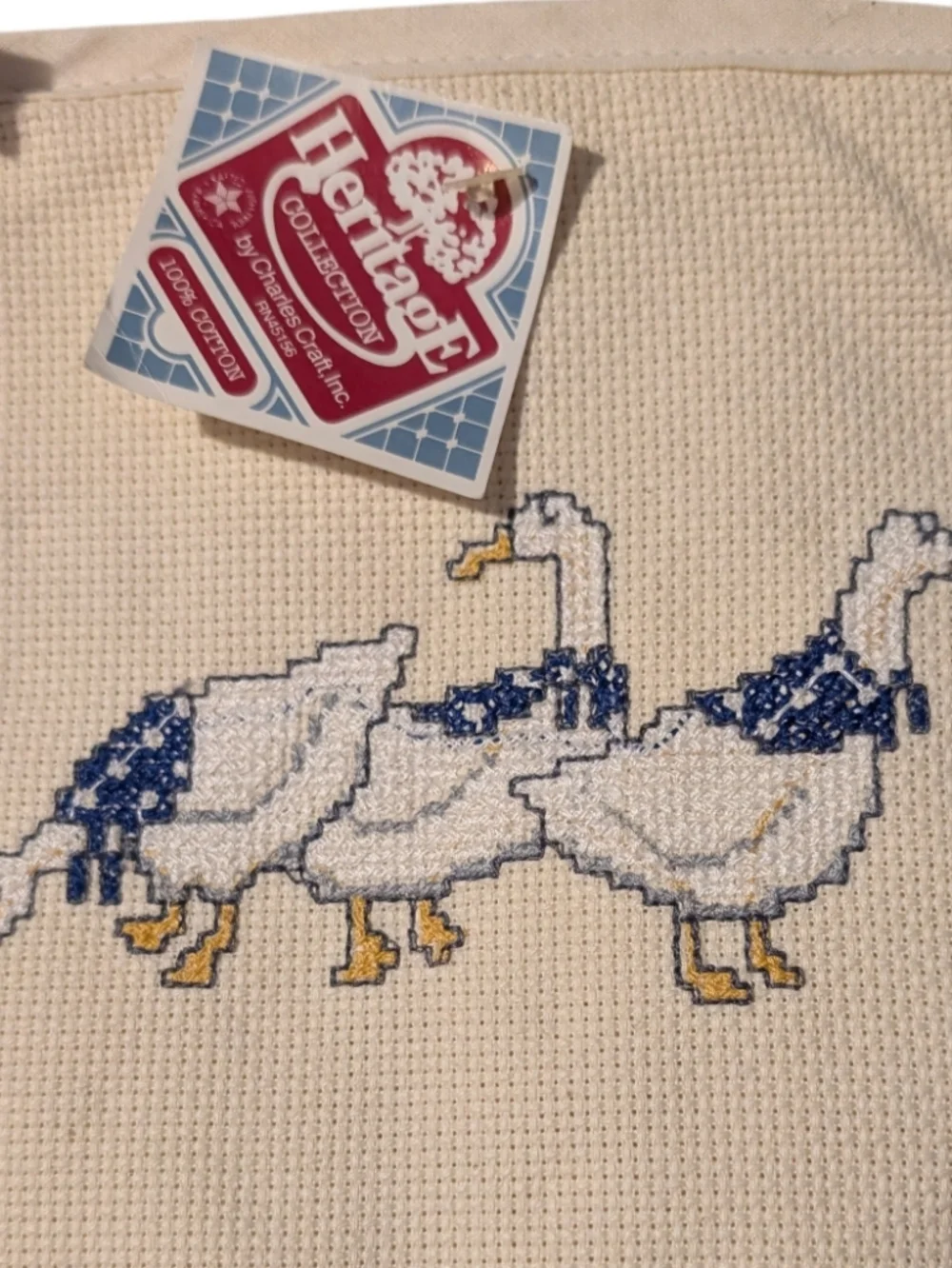 Vintage Geese Ducks Pot Holder Cross Stitch‎ Needlepoint NWT Set Of 2